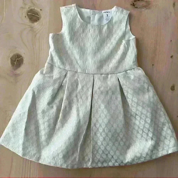 NWOT Carter’s Baby Girl Fancy Formal Dress Ivory Gold Floral 9 Months - Picture 2 of 8